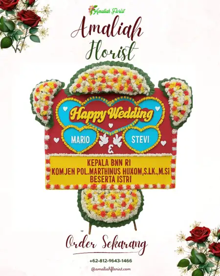 Papan Bunga Pernikahan Balok